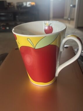 Bright Apple Ceramic Mug in Yellow and Red